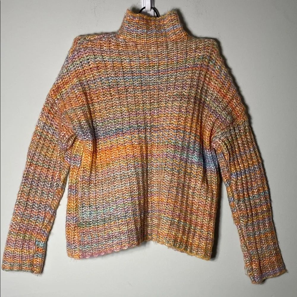 Marled Pastel Striped Turtleneck Sweater